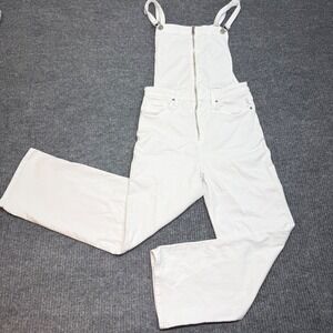 Hudson White Denim Overalls Women's Size 27 Exposed Front Zipper Designer